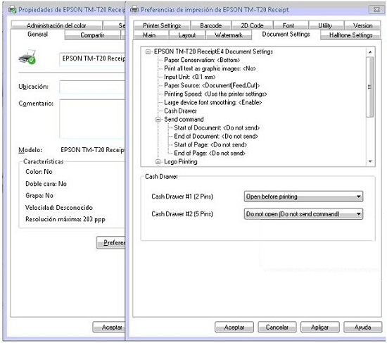 Configuración de cajón portamonedas en impresora Epson Configuración de cajón portamonedas en impresora Epson
