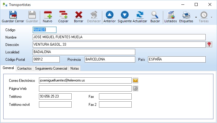 Cree transportistas en OfiPro
